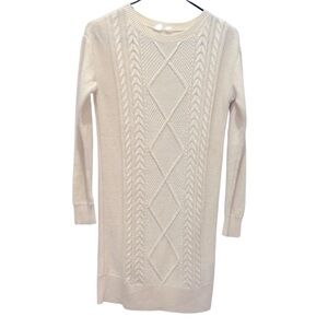 GAP Kids Ivory Cream Cable Knit Casual Long Sleeve Sweater Dress Youth XL